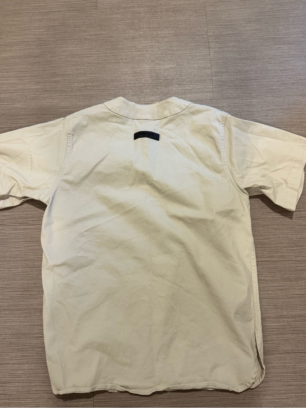 Essentials Short-Sleeve Button-Front Shirt in Cream - Picture 3 of 3